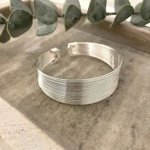 925 Sterling Silver Thick Bracelet Wide Large Cuff Bracelet Bangle Bracelet - Picture 5 of 6